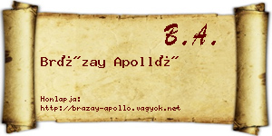 Brázay Apolló névjegykártya